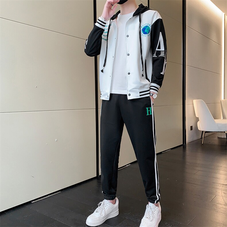 新款秋冬季卫衣棒球服连帽夹克男装青少年运动休闲套装DF316P70，男装休闲套装，电商A086