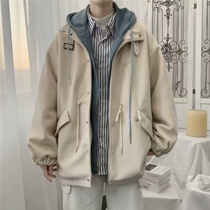 加绒加厚新款港风流行男毛呢大衣LX56P80图片