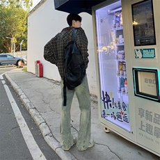 美式复古做旧泥黄微喇牛仔裤男秋季2121-P68，男装牛仔裤，星座1109-3