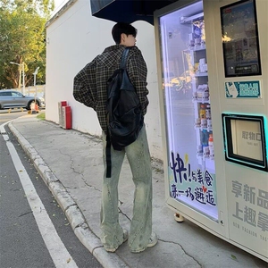 美式复古做旧泥黄微喇牛仔裤男秋季2121-P68图片