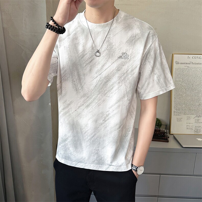 夏季短袖T恤男2025新款潮牌色块渲染半袖体恤圆领B317/8062/P55,男装T恤,电商B317