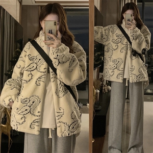 潮冬季新款羊羔毛外套中长款羊羔绒棉服女外套情侣款C554-P120图片
