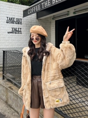 【冬季新款】貂绒贵妃貂韩系带帽拉链外套，其它，笑思源