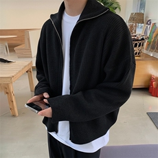 重磅秋冬北极绒双拉链毛衣开衫美式复古休闲慵懒风宽松针织衫外套，男装针织衫/毛衣，电商A486-1