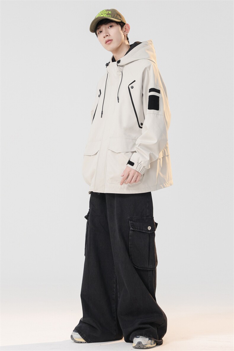 新款现货连帽冲锋衣宽松大码夹克男DSA157B-J199-P65,男装夹克,电商A157B