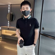 备大货品质大码抖音主推小人刺绣直播时尚短袖T恤翻领Polo衫T016，男装T恤，电商D342