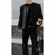 网图双层结构无扣拼接门襟设计西服XF408-P75，男装西服，星座1213