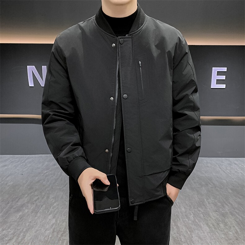新款秋冬款男士85绒子白鸭绒轻薄羽绒服夹克棒球领羽绒服外套,男装夹克,钱塘723