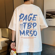 T722P26夏季新品潮牌高街美式短袖T恤宽松ins重磅纯棉字母印花，男装T恤，星座304A