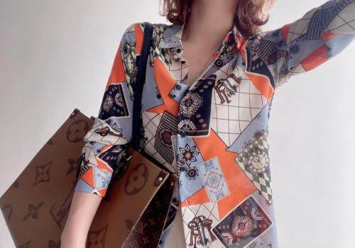 【现货】2021春季新品真丝双绉印花衬衫，女装衬衫，七七迷兰