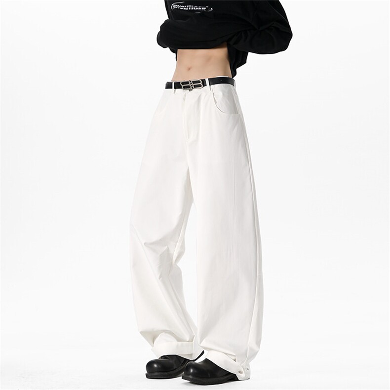 2025春季白色裤子休闲宽松弯刀裤A521特P45控78，男装休闲裤，电商A309