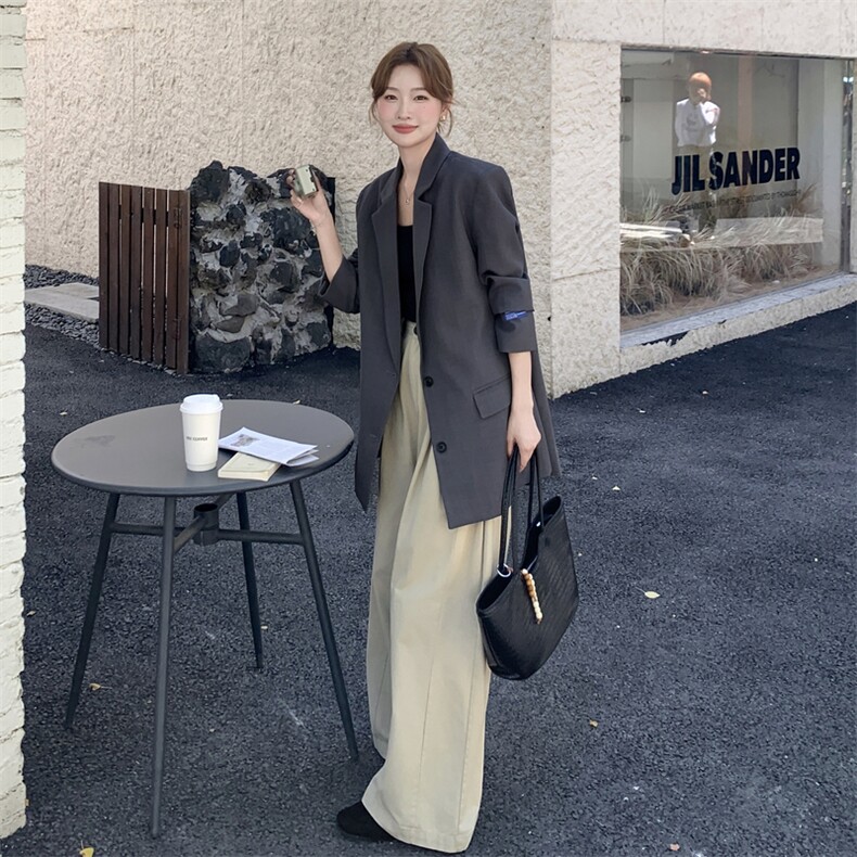 210-3283-P145-k208韩版灰色休闲西装2025年秋季,女装西装,浙宝210（原浙宝191）