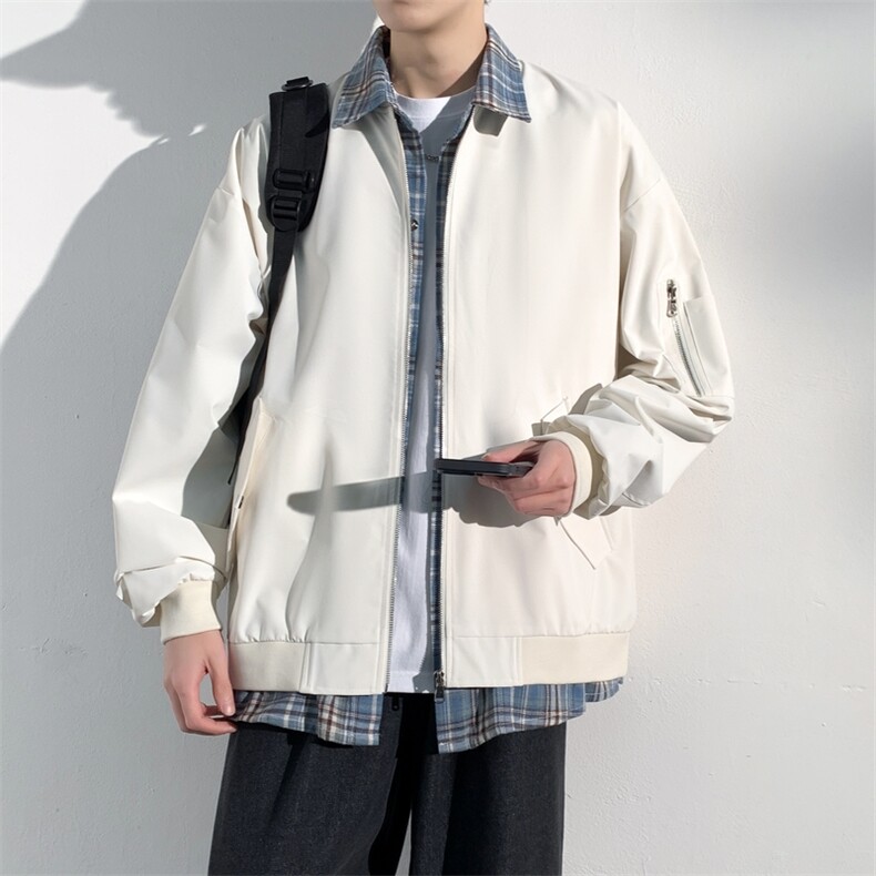 美式衬衫领外套男春季假两件格子外套工装上衣A406JK6016特P78,男装夹克,星座309（原A406）