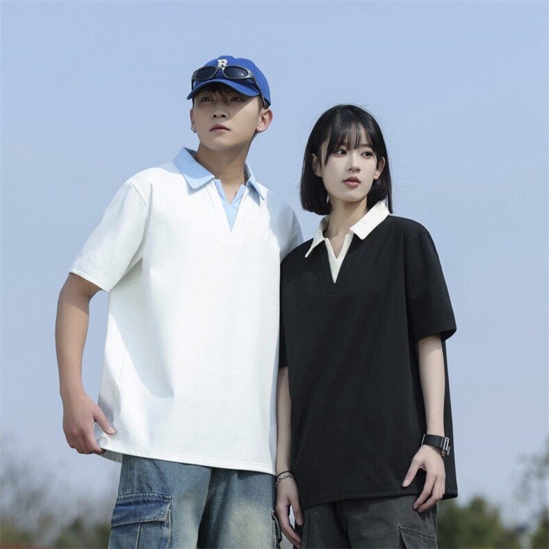 夏季大码公版拼色翻领情侣POLO衫男休闲T恤短袖,男装T恤,星座1107-1