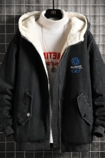 牛仔外套男大码加厚加绒衣男羊羔毛服男NM53274-P140网格，男装棉衣，电商A040A