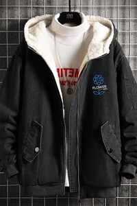 牛仔外套男大码加厚加绒衣男羊羔毛服男 NM53274-P140  网格图片