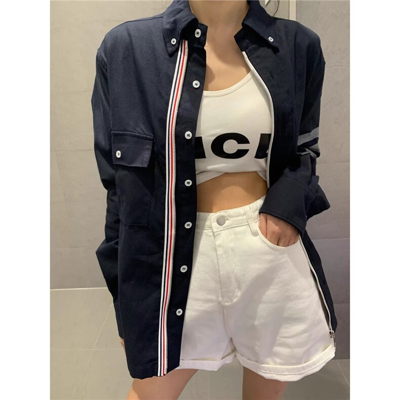 衬衣长袖黑色外套拉链袖标杠男女同款衬衣FCS06,男装衬衫,星座208-5