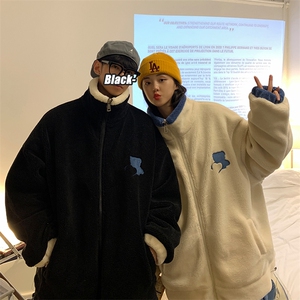 情侣装冬装 羊羔毛绣花小熊拼色情侣棉衣外套棉服D119 P118男类图片