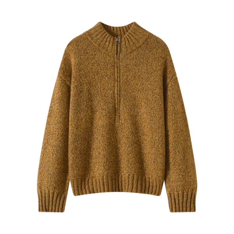 2025年秋季时尚百搭通勤简约休闲半高拉链，女装羊毛衫，凯思米羊绒