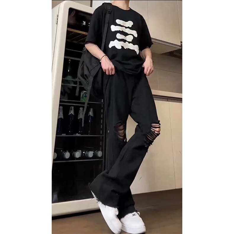 美式高街ins小众破洞牛仔裤货号K751P60,男装牛仔裤,电商A063