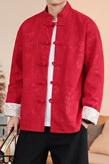 秋冬风复古灯芯绒压花夹克外套男女唐装新中式宽松H337/P110，男装夹克，电商A221A
