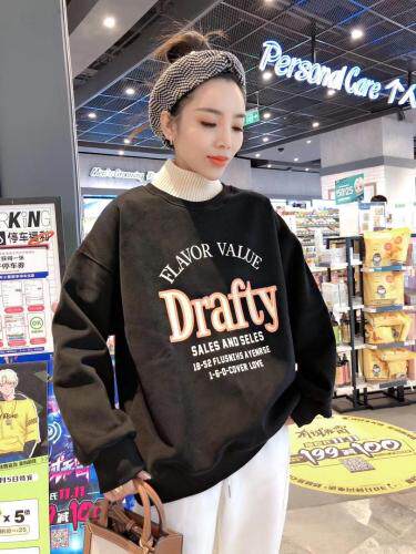 拼接款加绒卫衣，女装卫衣/绒衫，一杭