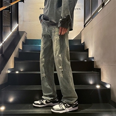 美式高街牛仔裤男女潮牌个性显高ins休闲裤B381-1/756P58，男装牛仔裤，电商B381-1