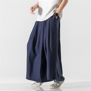 大码风棉麻亚麻直筒阔腿裤日系汉服哈伦裤灯笼裤 K145/P75图片