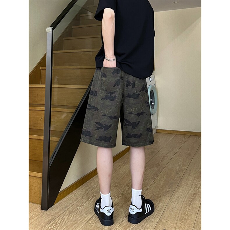 夏季复古迷彩工装宽松阔腿直筒五分休闲短裤男 K5916-特P35 控59图片