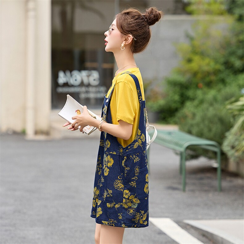 牛仔背带裤短裤女小个子夏季宽松百搭连体裤学院风薄款休闲吊带裤,商品下架区,韩然一族