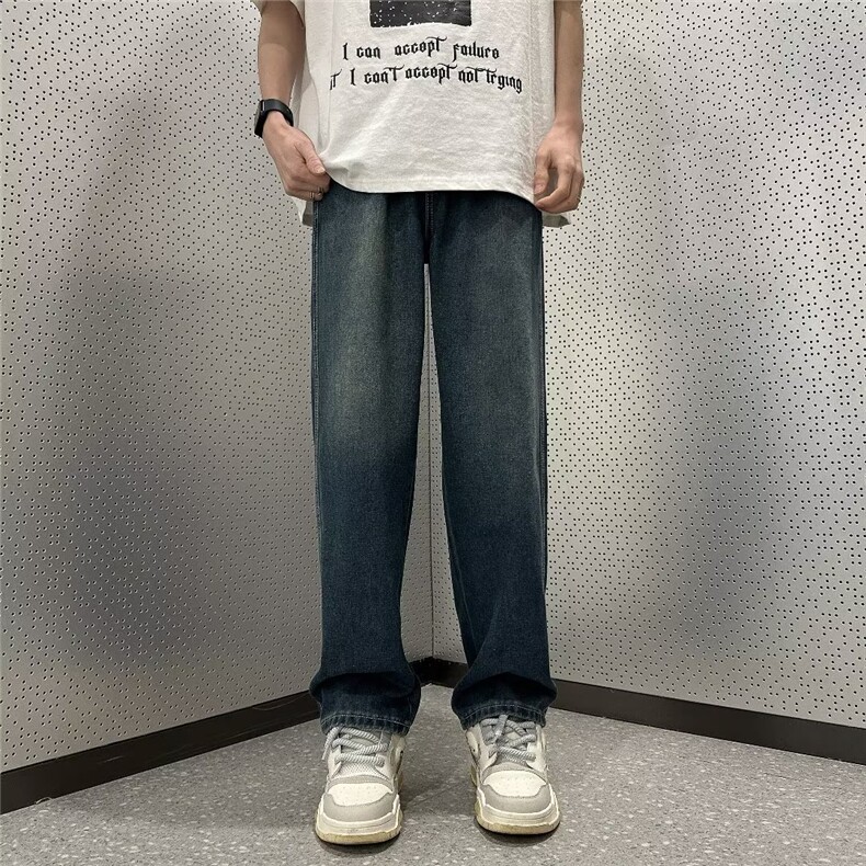 渐变日系直筒牛仔裤男潮牌宽松ins高街工装阔腿老爹裤KM606P38,男装牛仔裤,星座1116-2