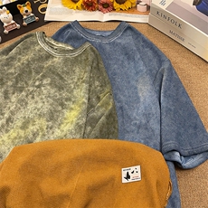 T803P35毛毯平铺重磅280克华夫格蝴蝶印花短袖t恤男女情侣同款，男装T恤，电商A026-1