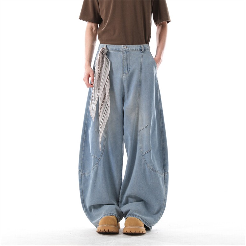 903-AK074-特P60   【S-3XL】   复古弯刀泡泡球牛仔裤1图片