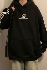 2026中性风连帽刺绣大码M-5XL设计袖子三杠织带卫衣男WY77737P58，男装卫衣，星座227-7