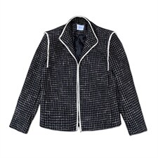 法式立领小香风珍珠设计感千鸟格宽松西服X13/P70降，男装西服，电商A243