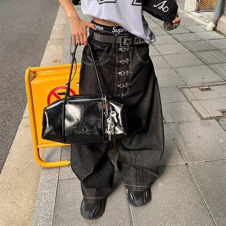 美式复古水洗牛仔裤男款直筒宽松弯刀阔腿痞帅高级感裤子潮流百搭，男装牛仔裤，星座506A
