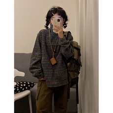 复古美式撞色条纹摇粒绒立领拉链卫衣外套男女23秋冬，男装卫衣，星座716-2