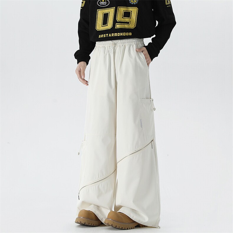 春季薄款纯色多口袋休闲裤男裤腿拉链开口设计225-2-K01-P65控88，男装休闲裤，星座225-2