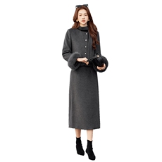 小香风羽绒服套装女冬季2025新款气质富家千金真狐狸毛毛呢套装裙，女装套装/套裙，艾贝斯