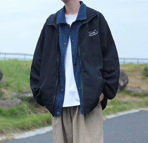 2022拼接ins潮牌宽松情侣夹克港风假两件工装外套男 W5270-P57图片