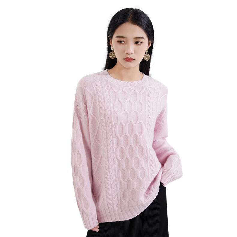 百搭休闲简约套头衫女显瘦时尚短款圆领羊绒衫,女装羊绒衫,恒爱羊绒