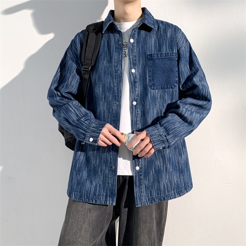 美式扎染夹克男春季工装外套男休闲宽松牛仔衬衫A406C6029P68,男装衬衫,星座309（原A406）