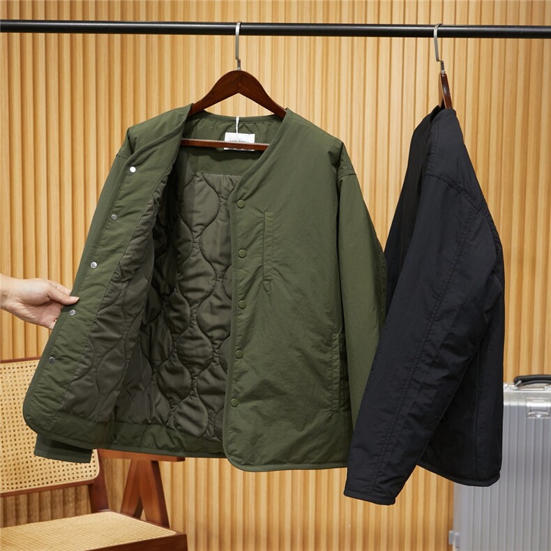 设计师款葫芦型科技衍棉轻盈保暖秋冬男士宽松无领棉衣棉服图片