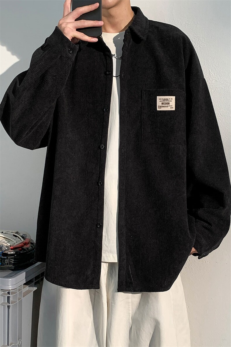 衬衫男秋季新款港风宽松灯芯绒长袖衬衣CS025-P38(现货）,男装衬衫,星座214-3