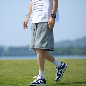 牛仔短裤男夏季日系复古水洗五分裤潮牌ins宽松休闲中裤M7700-p38图片