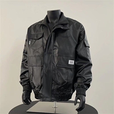 潮机能多口袋工装皮衣外套男士痞帅立领皮夹克字母机车服PY1017，男装夹克，星座1116A-1（原606A）