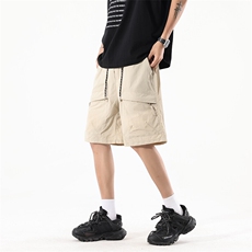 夏季冰丝质感工装抽绳设计宽松休闲透气时尚短裤DK83116P-30，男装牛仔裤，电商A128