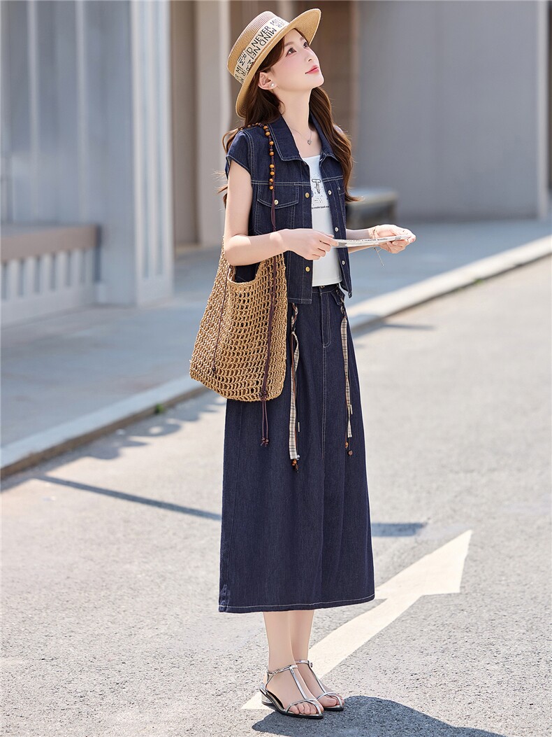 亚麻套装女2026夏季新款高级感小香老钱风气质显瘦无袖马甲两件套,女装套装/套裙,意芙