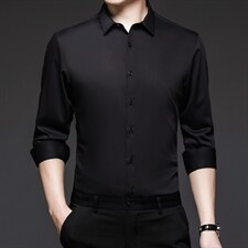 2023秋季新款长袖衬衫中年男士纯色上衣中年商务休闲时尚衬衣，男装衬衫，电商B212（原钱塘6029）