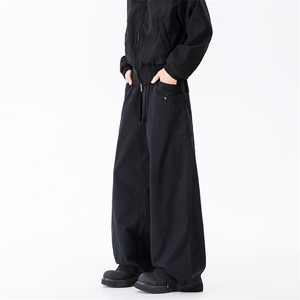 美式复古褶皱秋夏cleanfit宽松直筒简约阔腿休闲裤子K02535-P60图片